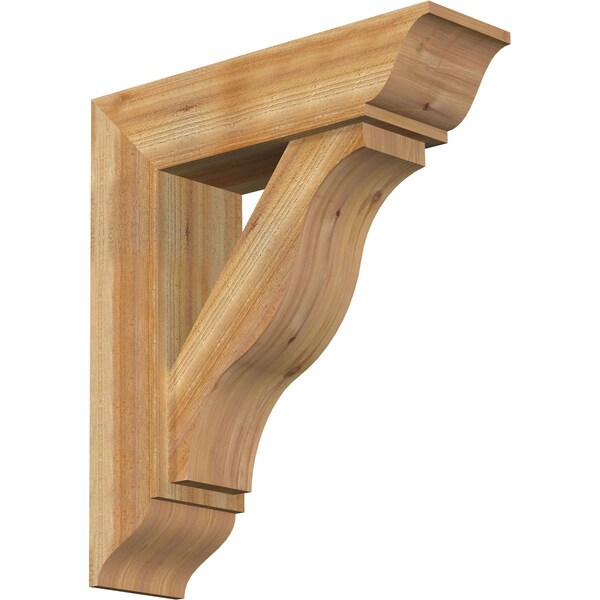 Ekena Millwork Funston Traditional Rough Sawn Bracket w/ Offset Brace, Western Red Cedar, 8"W x 28"D x 32"H BKT0806X28X32FST01RWR - main